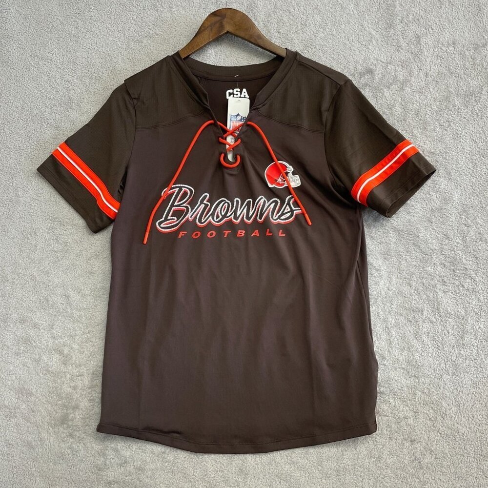 NEW Cleveland Women's M Browns Football Lace-Up Tee Shirt CSA NFL Team Apparel